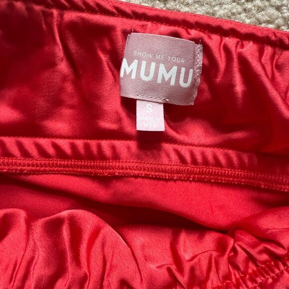 Show Me Your Mumu Taylor Tube Mini Dress in Red Luxe Satin Size S - Picture 4 of 9